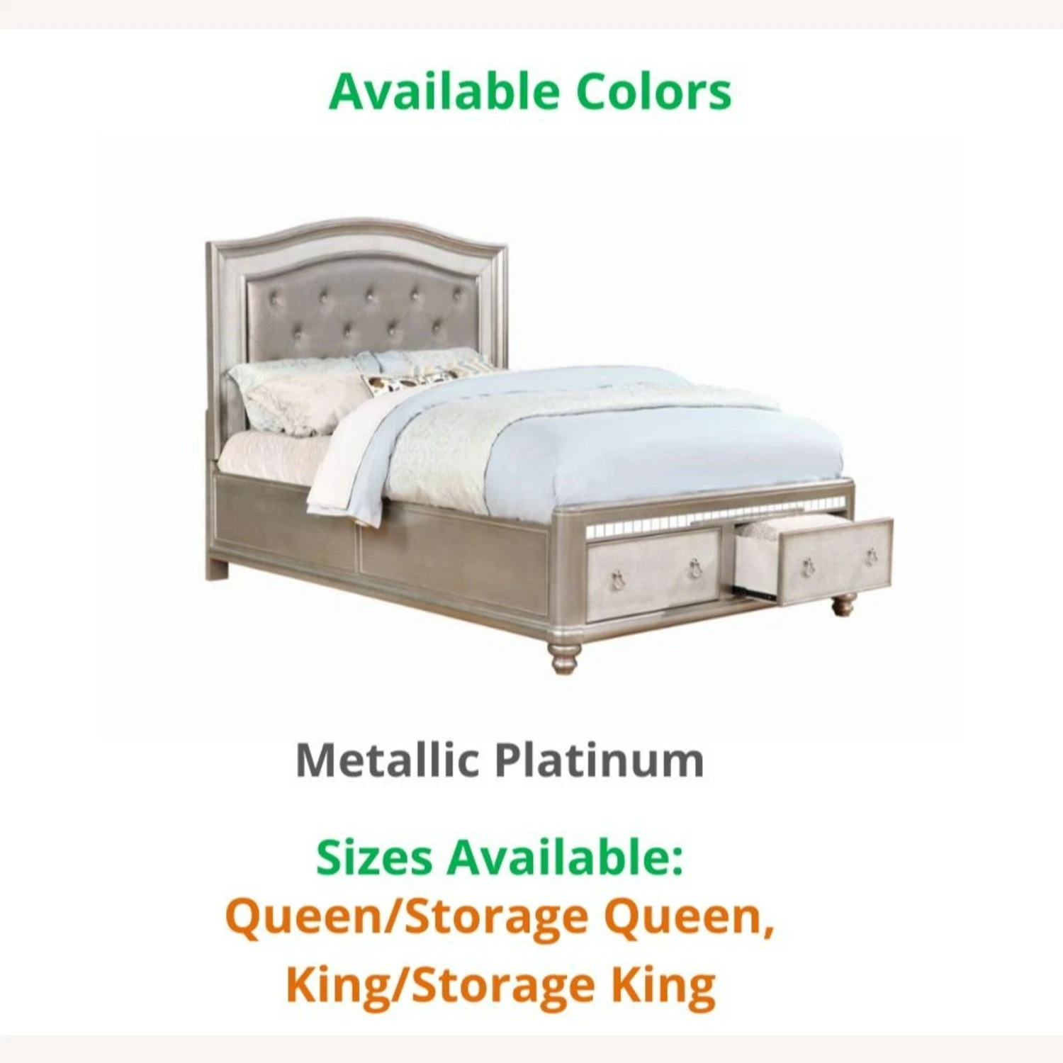 Other King Bed In Metallic Platinum W/ Storage Drawer