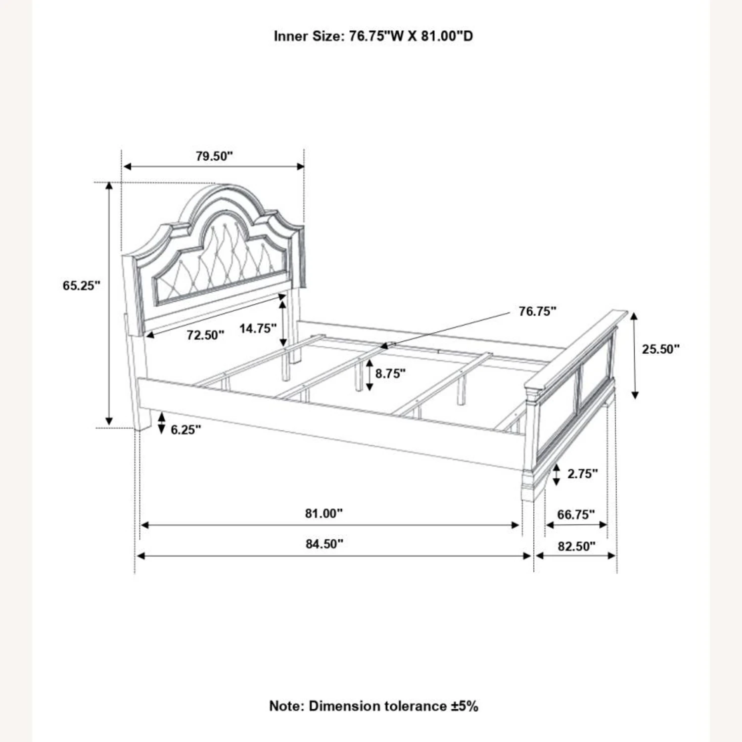 Other King Bed In Wheat W Arched Upholstered Headboard - Image 2