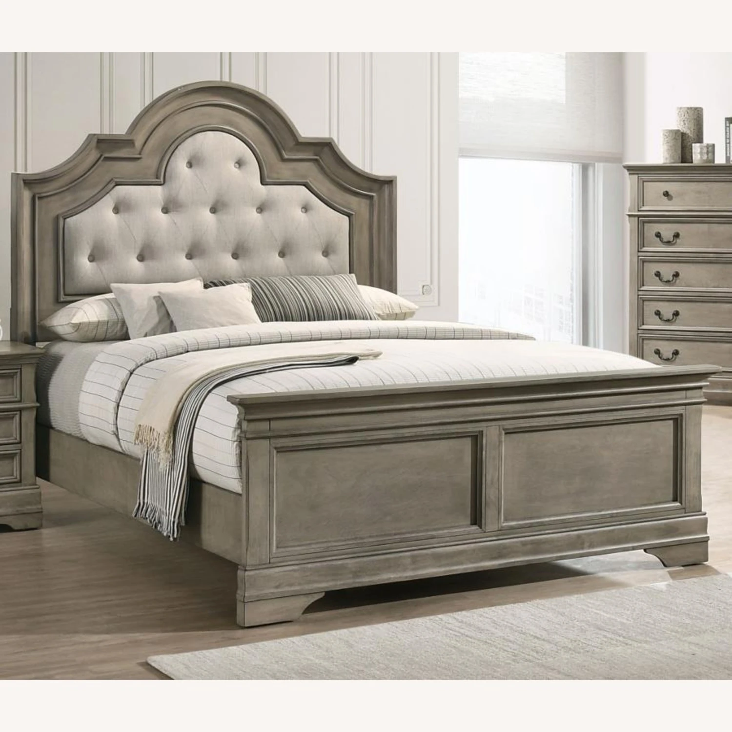 Other King Bed In Wheat W Arched Upholstered Headboard - Image 7