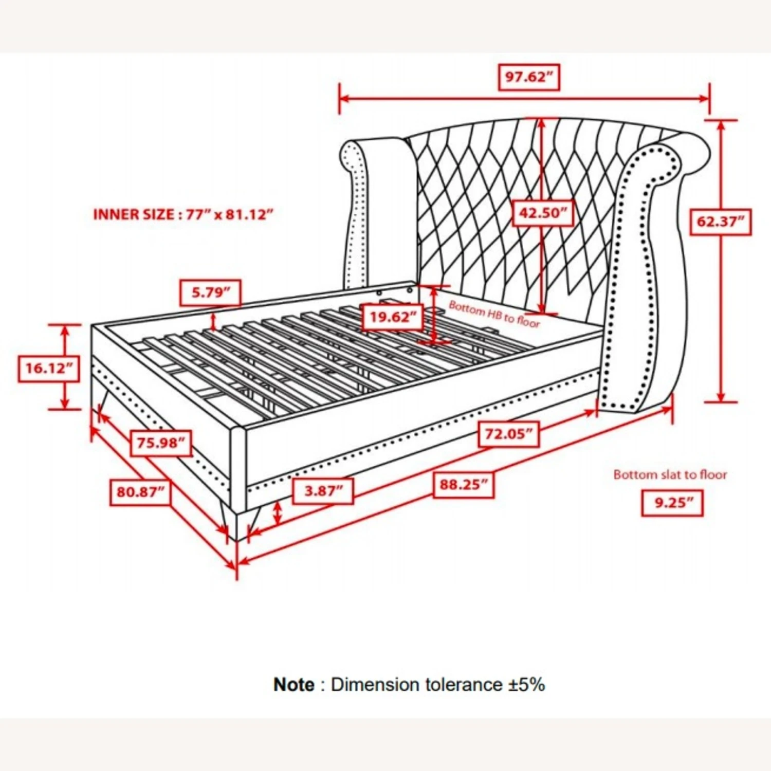 Other King Bed In Metallic Black Velvet Upholstery - Image 4