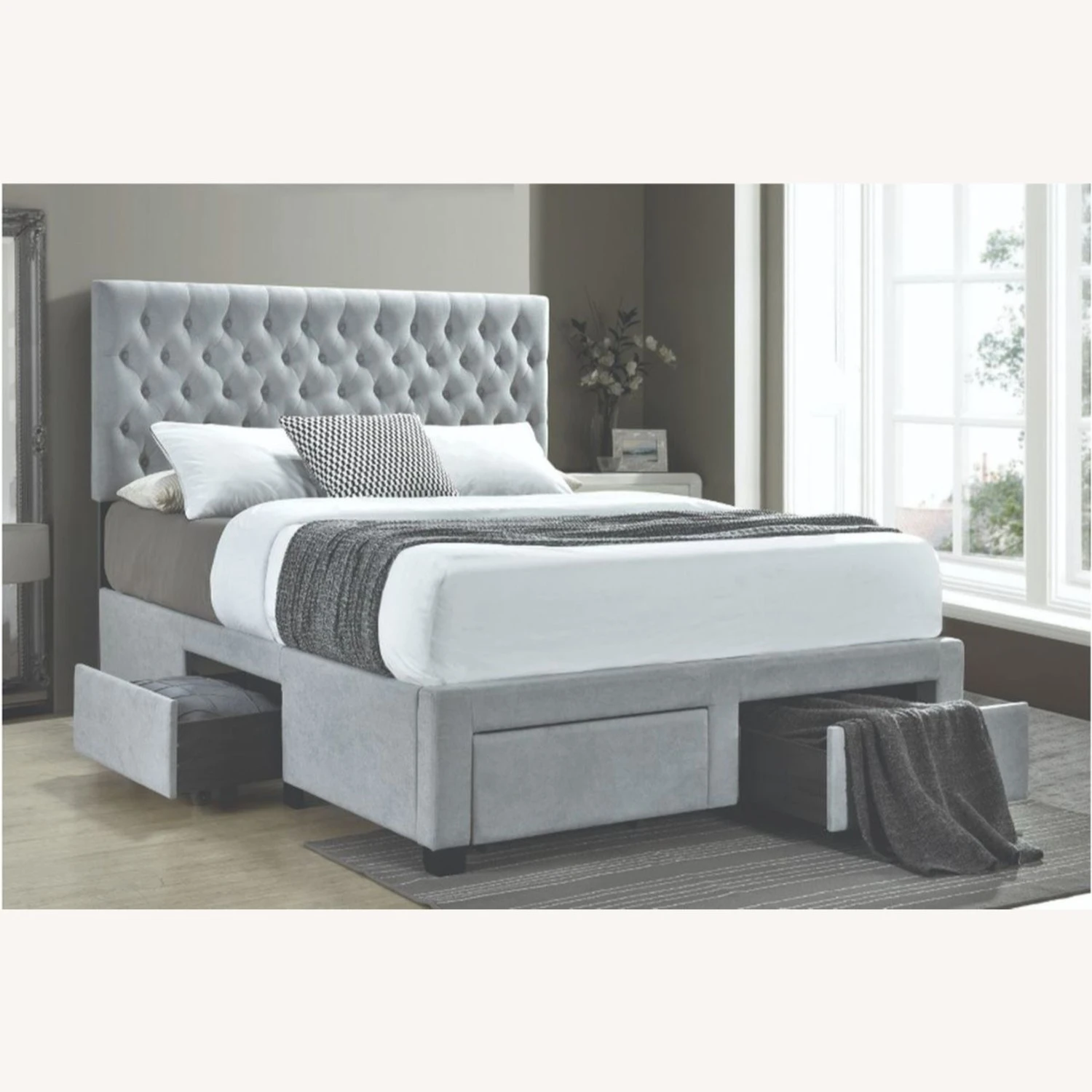 Other King Modern Upholstered Bed W/ 4 Storage Drawers - Image 3
