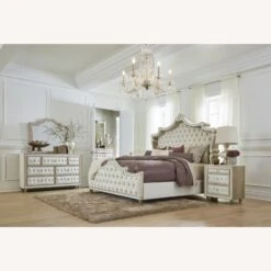 Other King Bed Upholstered In Ivory & Camel Velvet