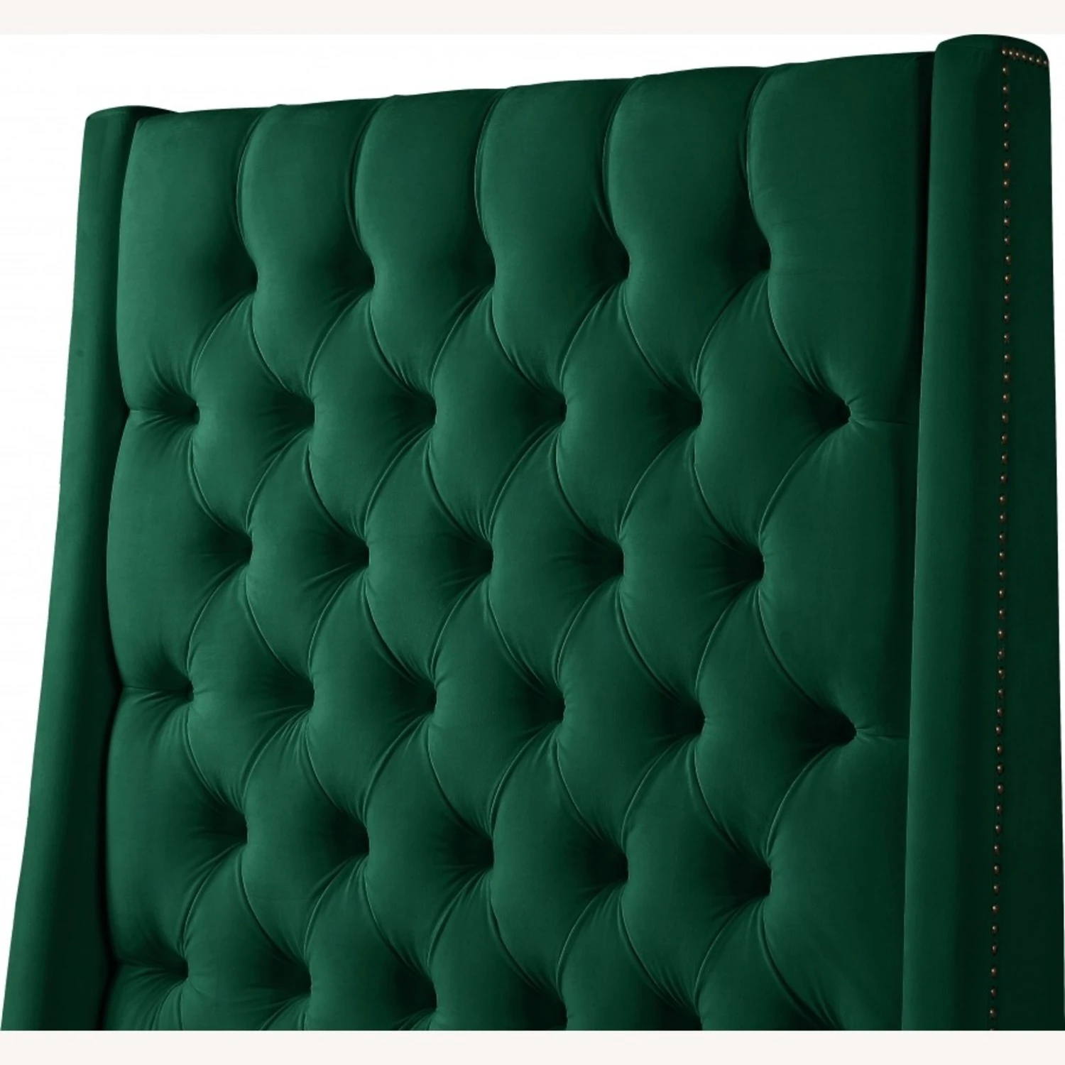 Other King Bed In Green Velvet W/Tufted Wing Back Design - Image 2