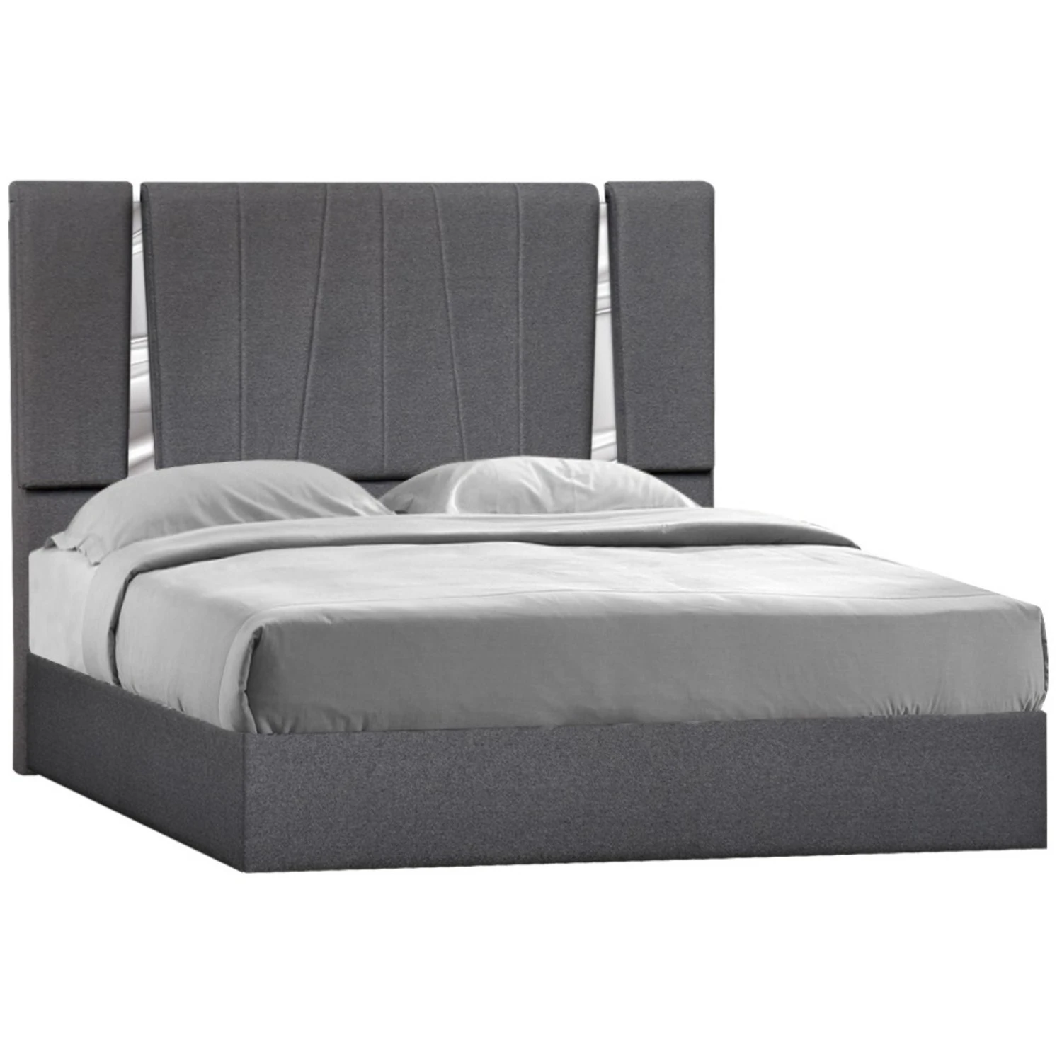 Other King Bed In Charcoal W/ Silver Metallic Trim - Image 5