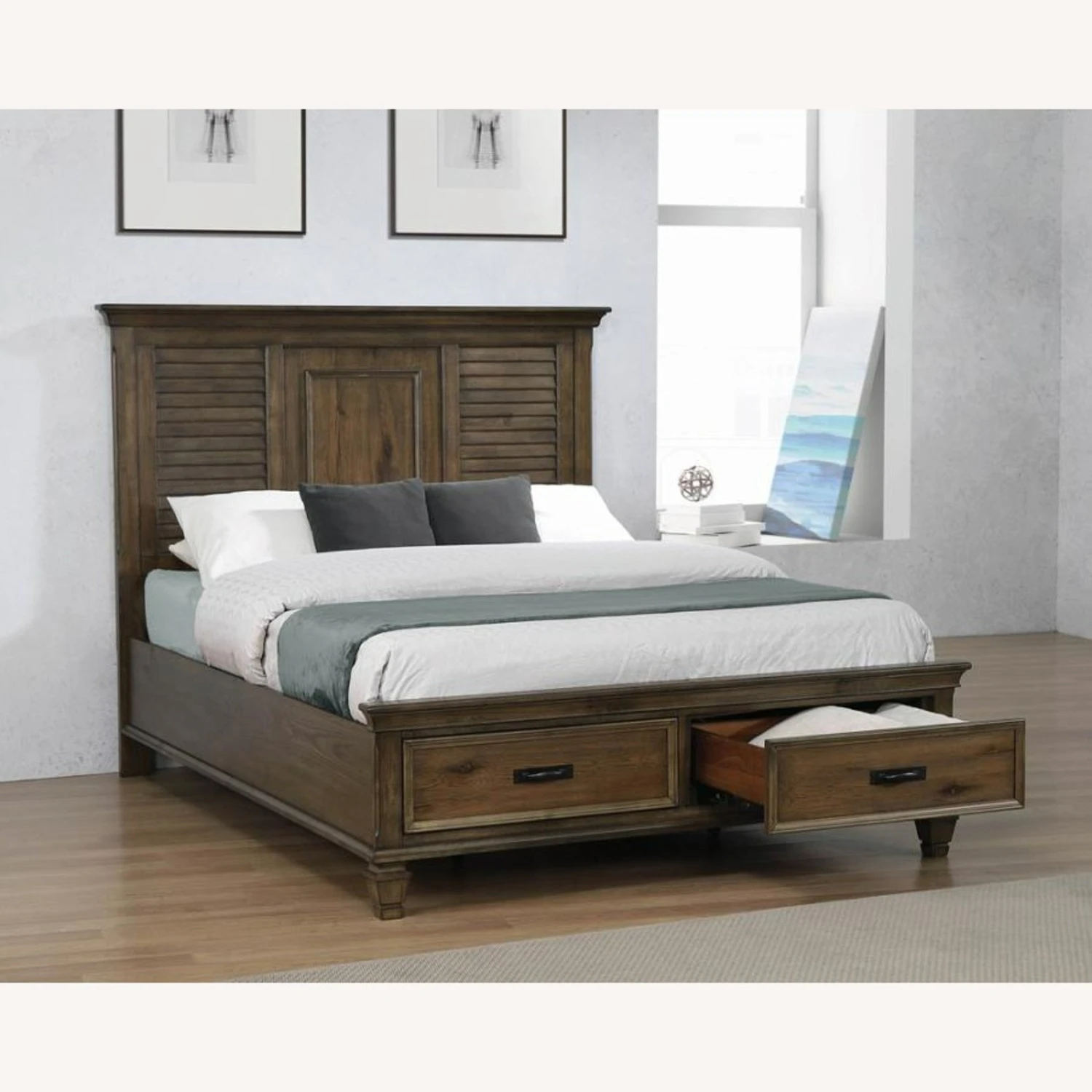 Other Storage Platform King Bed In Burnished Oak Finish