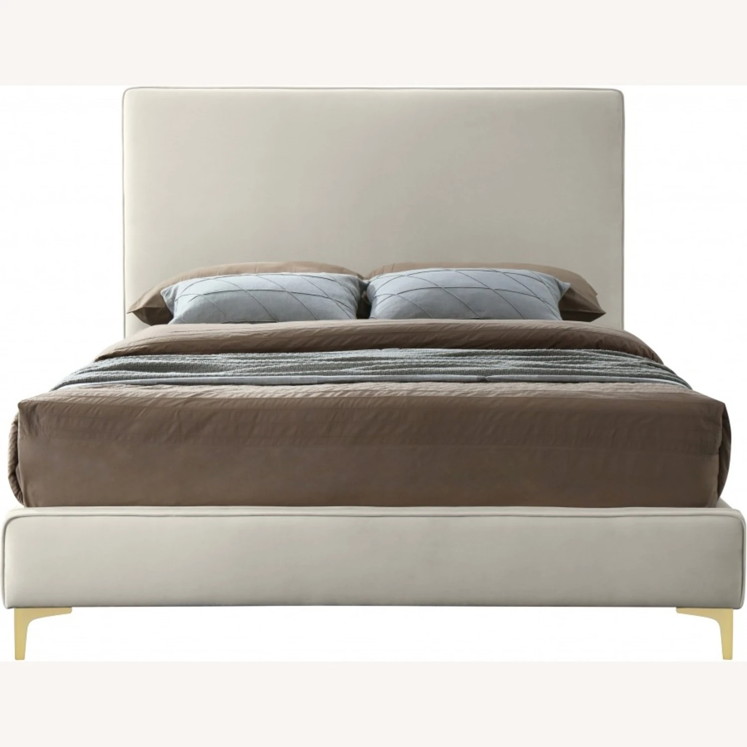 Other King Bed In Cream Velvet W/ Piping Design - Image 7