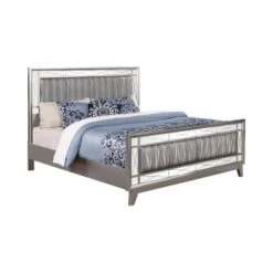 Other King Bed In Metallic Mercury W/ Wave Patterns