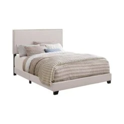 Other King Bed Upholstered In Ivory Fabric Finish