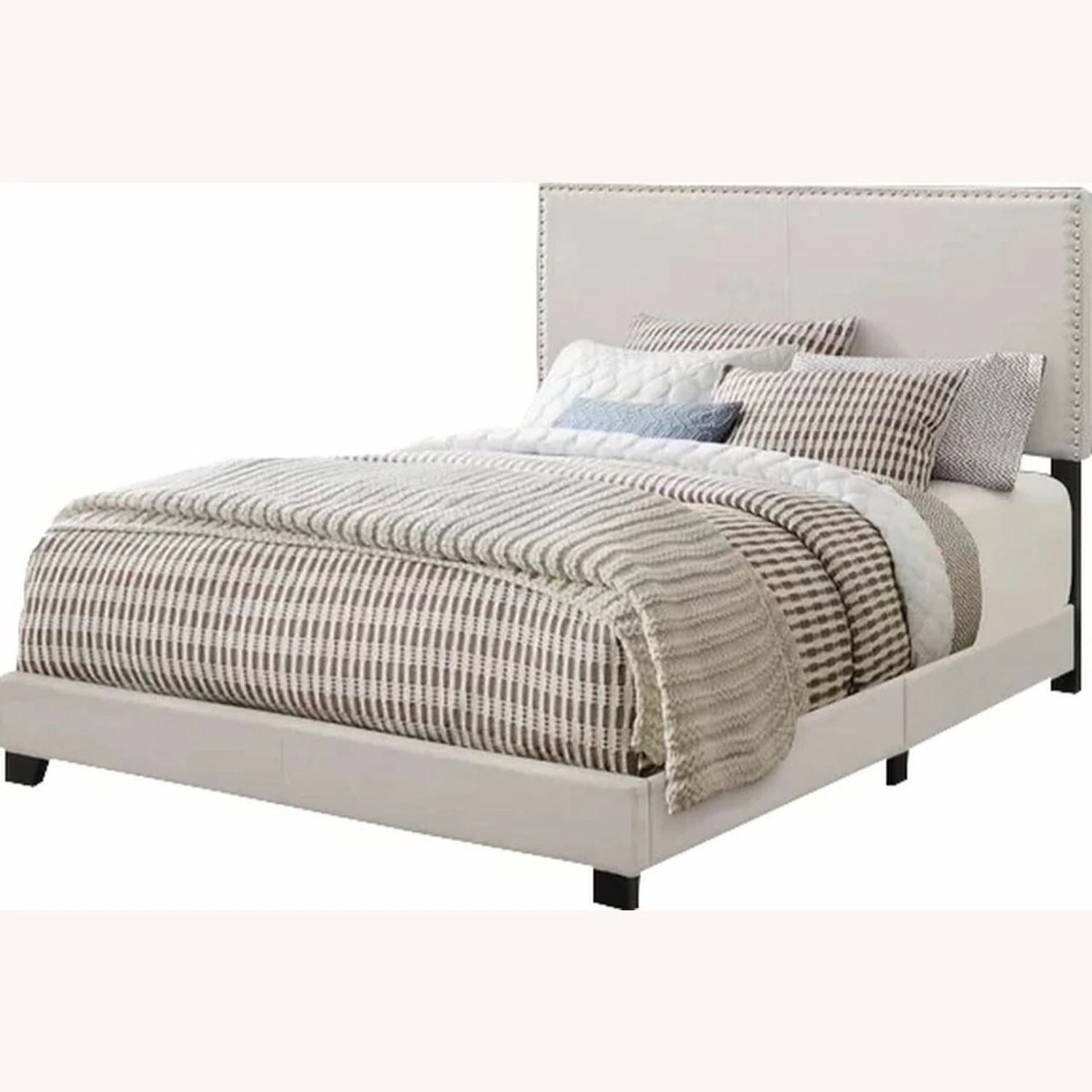 Other King Bed Upholstered In Ivory Fabric Finish - Image 3