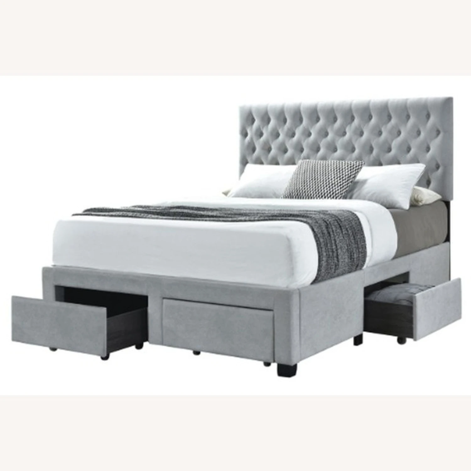Other King Storage Bed In Light Grey Fabric Upholstery