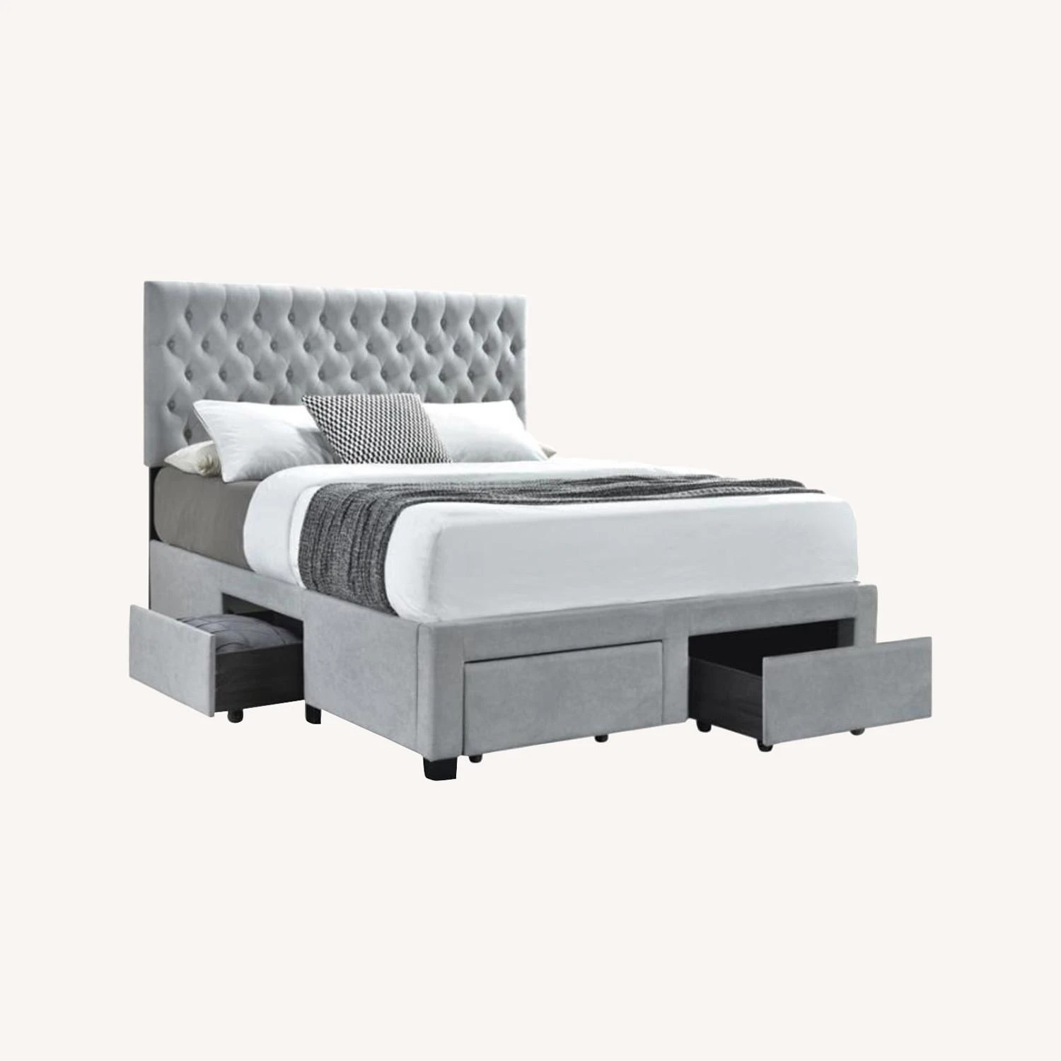 Other King Storage Bed In Light Grey Fabric Upholstery - Image 6