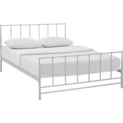Other Modern King Bed In White Coated Steel Frame