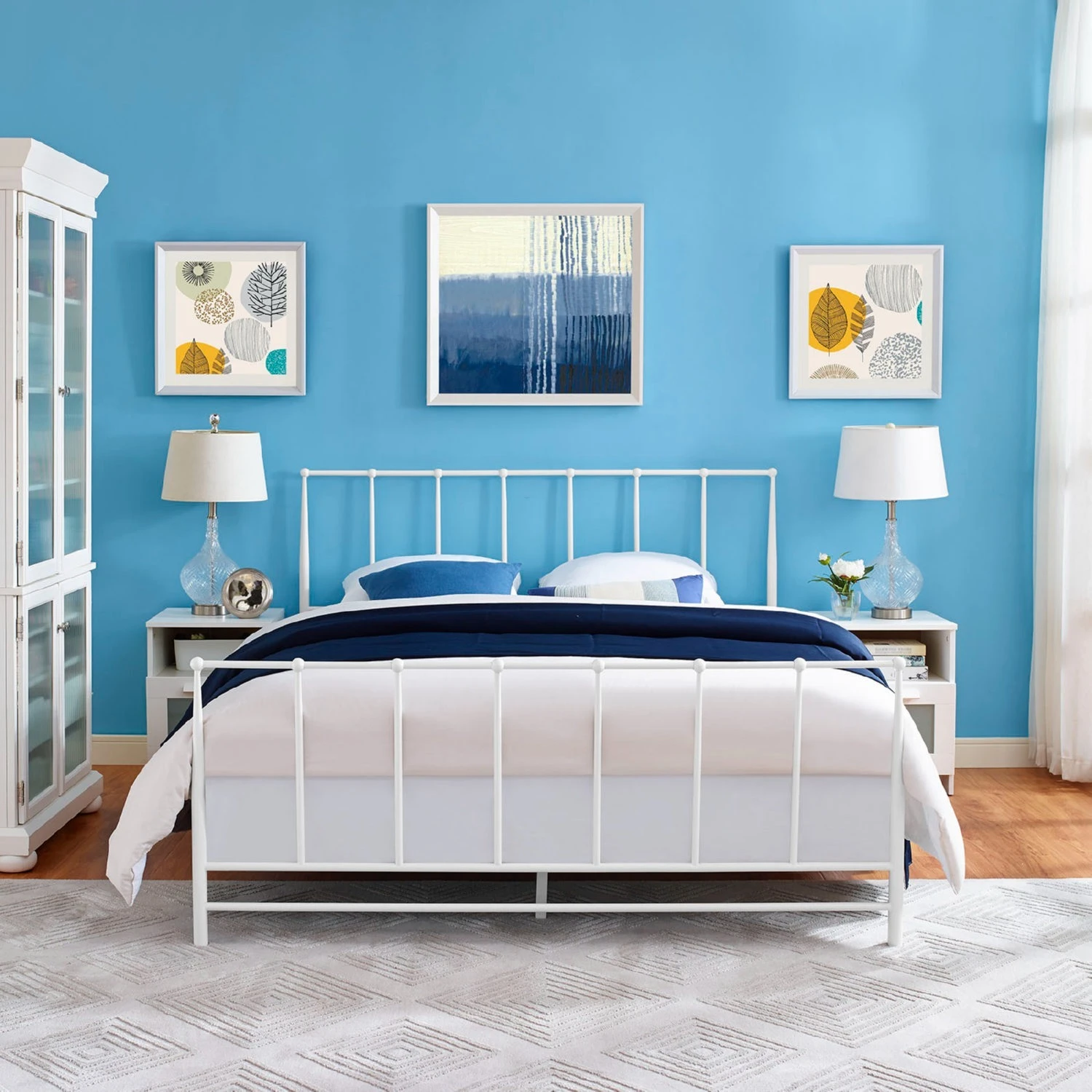 Other Modern King Bed In White Coated Steel Frame - Image 7