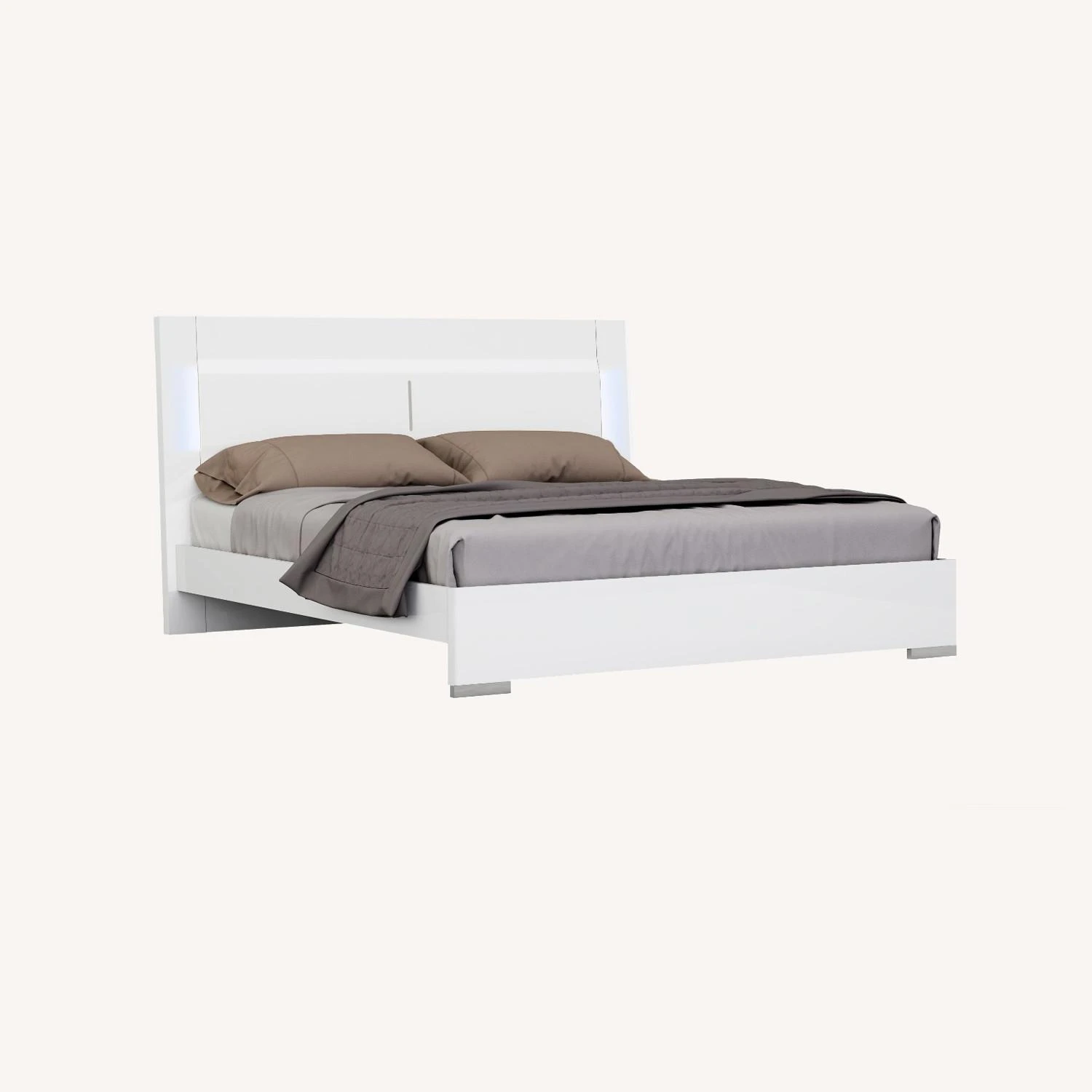 Other King Bed In Wooden Platform White Lacquer Finish - Image 2