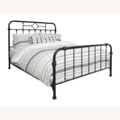 Other Vintage Style King Bed In Matte Black Steel Tube