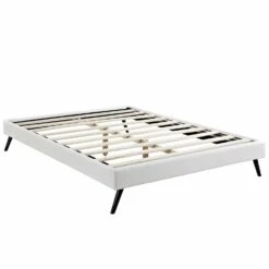 Other King Bed Frame In White W/ Round Tapered Wood Legs