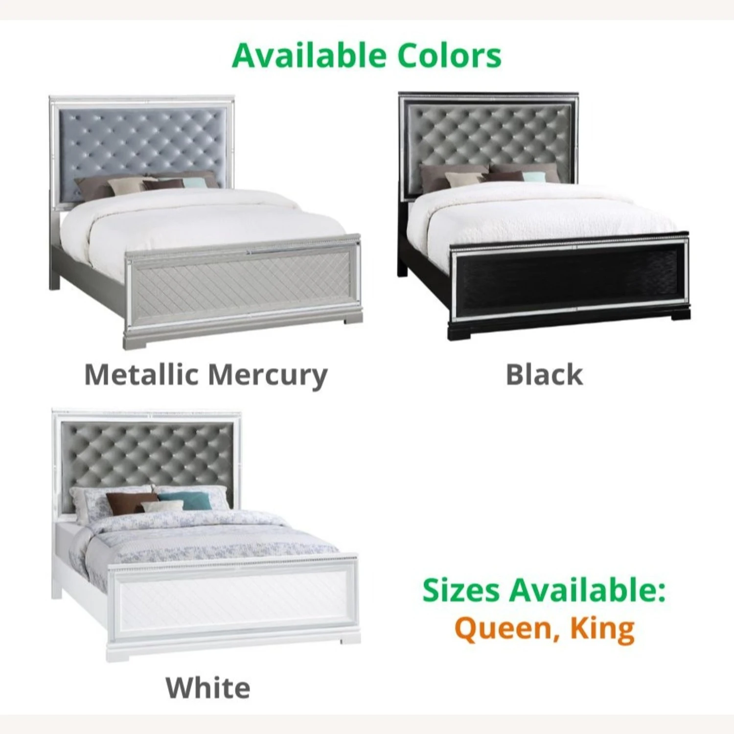 Other King Bed In Black Wood With Silver Velvet Finish - Image 4