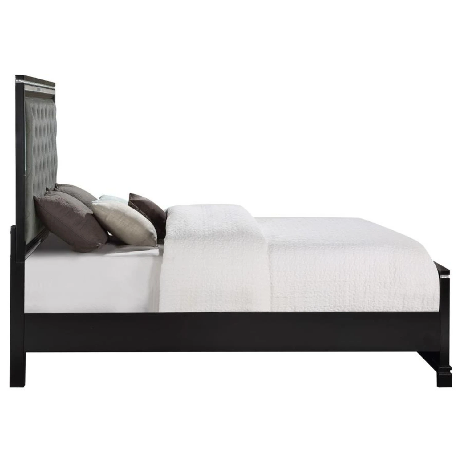 Other King Bed In Black Wood With Silver Velvet Finish - Image 5