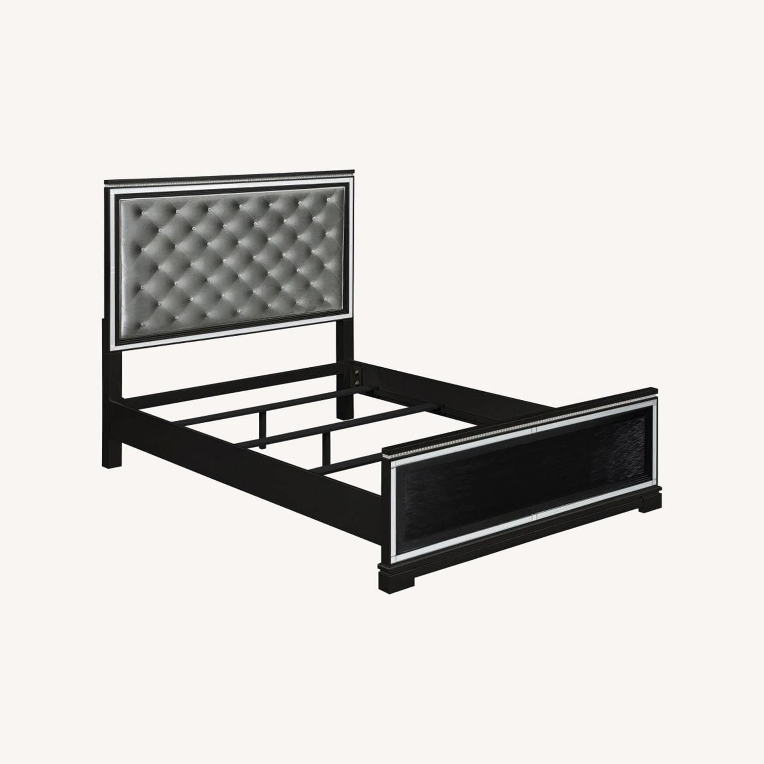 Other King Bed In Black Wood With Silver Velvet Finish - Image 10