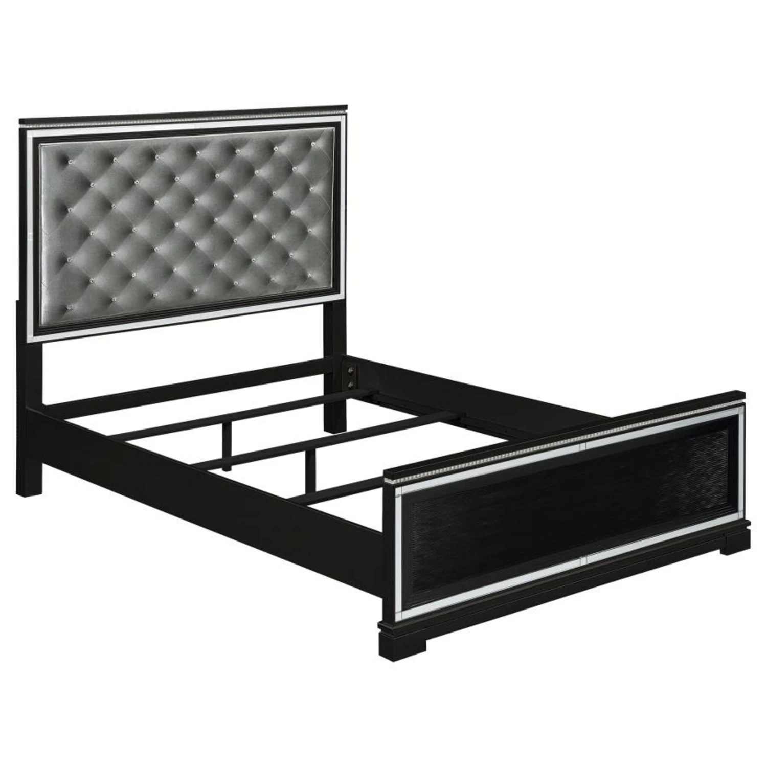 Other King Bed In Black Wood With Silver Velvet Finish - Image 12