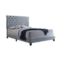 Other Transitional King Bed In Slate Blue Velvet Finish