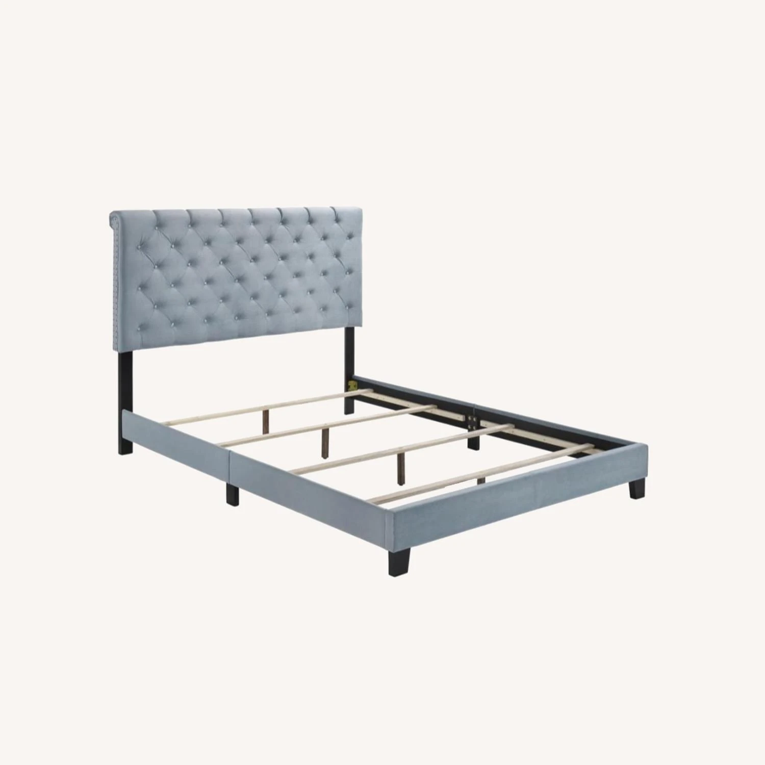 Other Transitional King Bed In Slate Blue Velvet Finish - Image 3