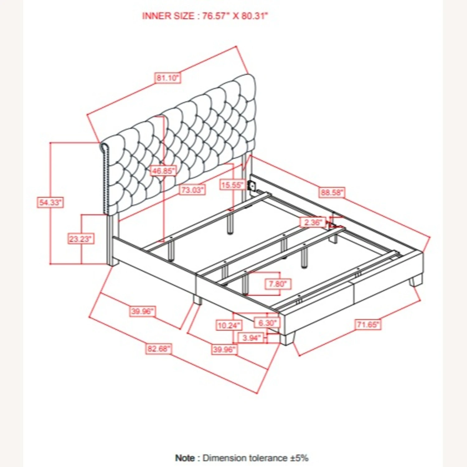Other Transitional King Bed In Slate Blue Velvet Finish - Image 4