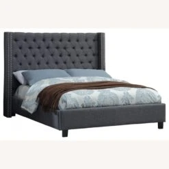 Other Contemporary Style King Bed In Grey Linen Fabric