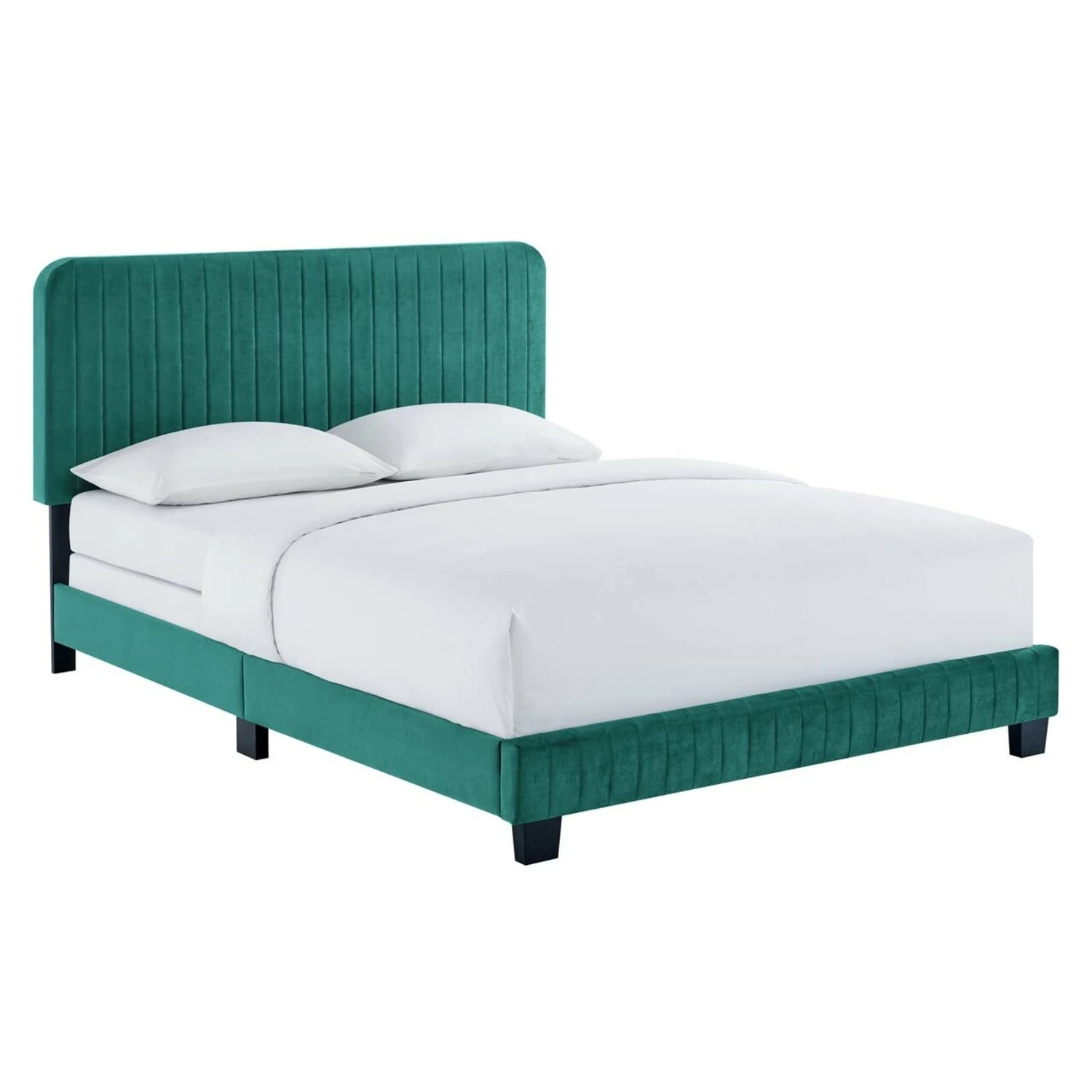 Other King Bed Upholstered In Teal Performance Velvet - Image 8
