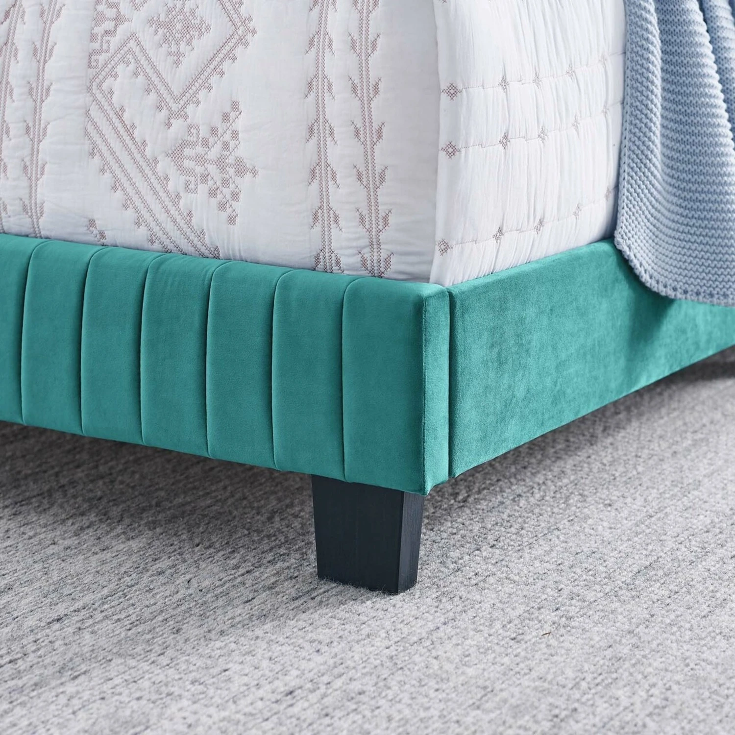 Other King Bed Upholstered In Teal Performance Velvet - Image 10