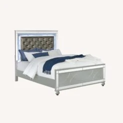 Other King Bed In Silver Metal & Metallic Leatherette