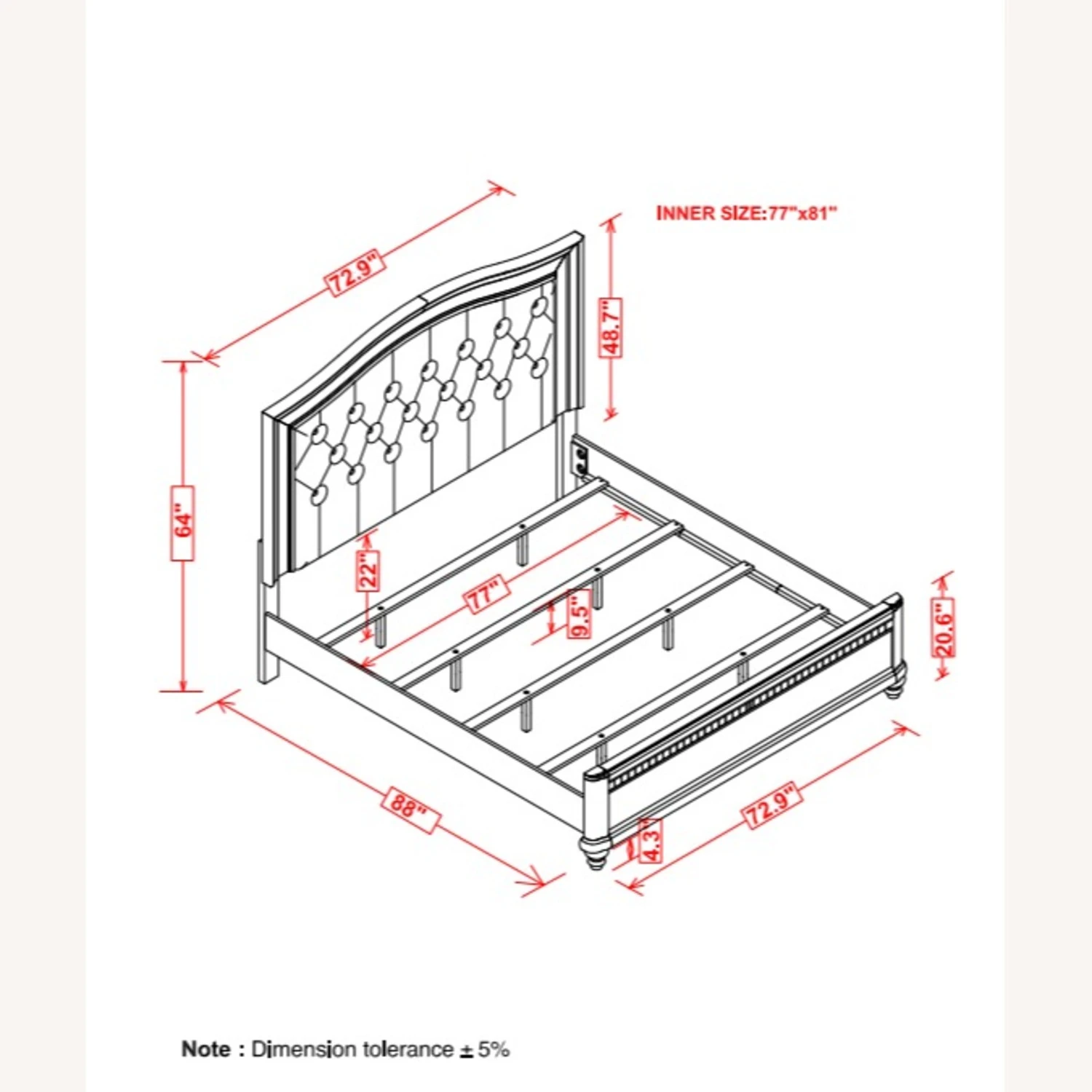 Other King Bed In Platinum Metallic Finish - Image 5