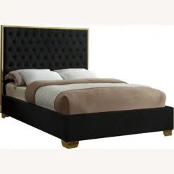 Other King Bed In Black Velvet W/ Gold Trims