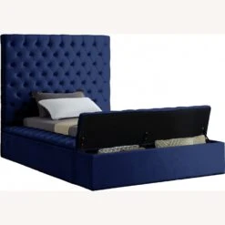Other Twin Bed In Navy Velvet W/ Storage Rails