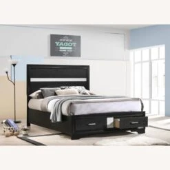 Other Full Bed In Black With Footboard Storage