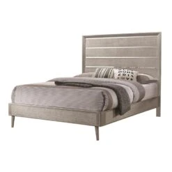 Other Mid Century Style Full Bed In Metallic Silver Glitter Design