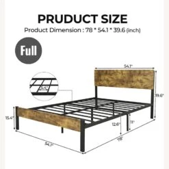 Other Full Bed Frame With Headbooard, Rustic Platform