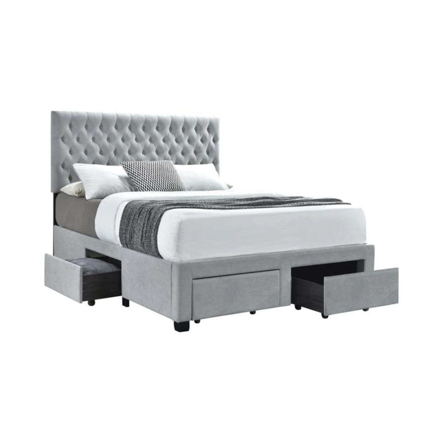 Other Full Bed W/ Storage In Light Grey Fabric