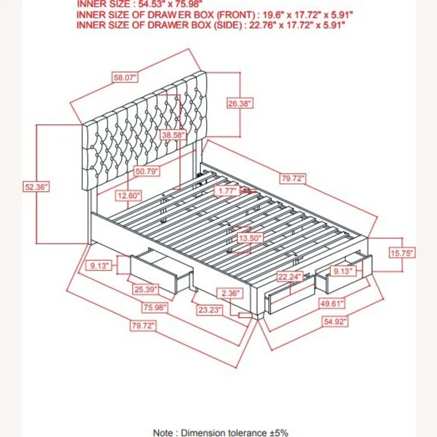 Other Full Bed W/ Storage In Light Grey Fabric - Image 4
