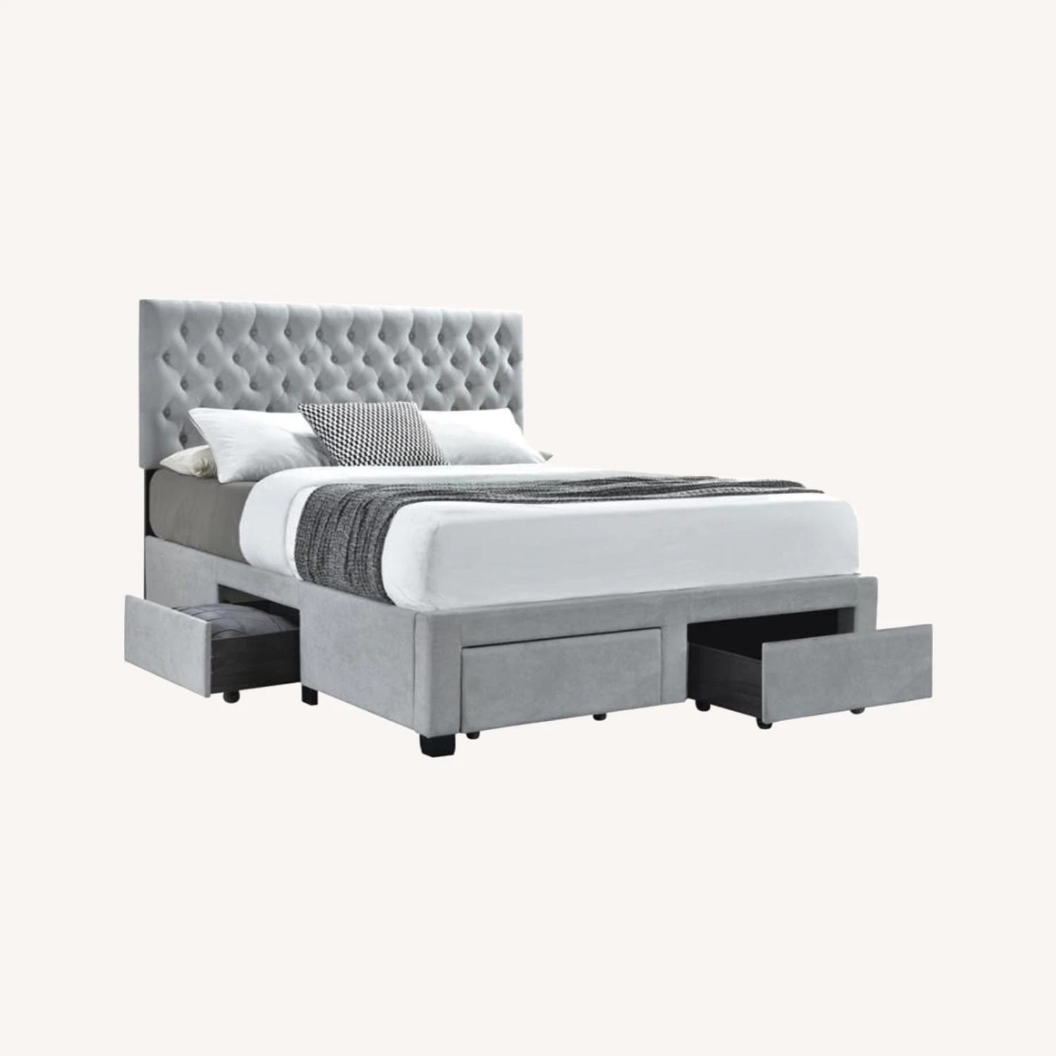 Other Full Bed W/ Storage In Light Grey Fabric - Image 6