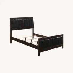 Other Full Bed In Cappuccino Finish W Black Fabric