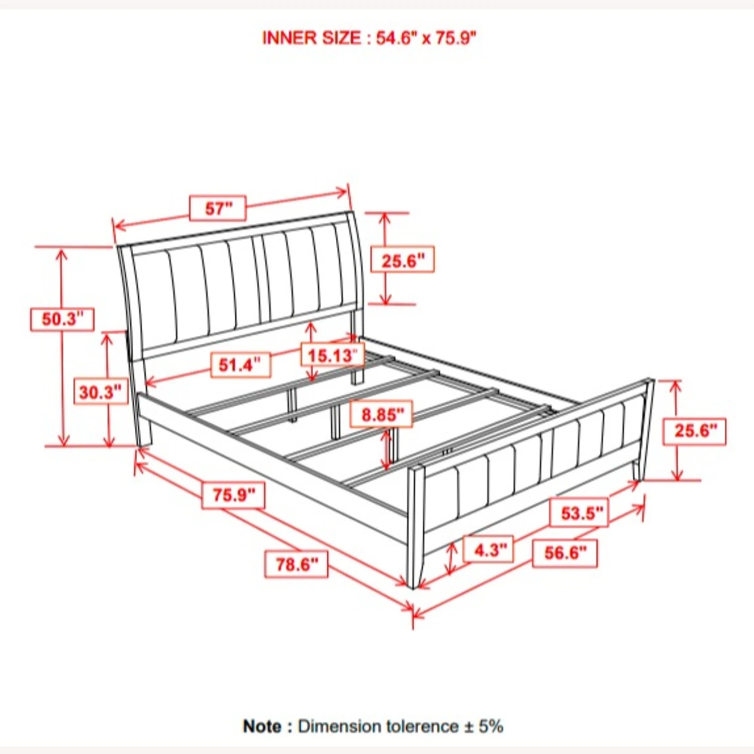 Other Full Bed In Cappuccino Finish W Black Fabric - Image 7