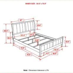 Other Full Bed In Cappuccino Wood Finish W/ Black Fabric