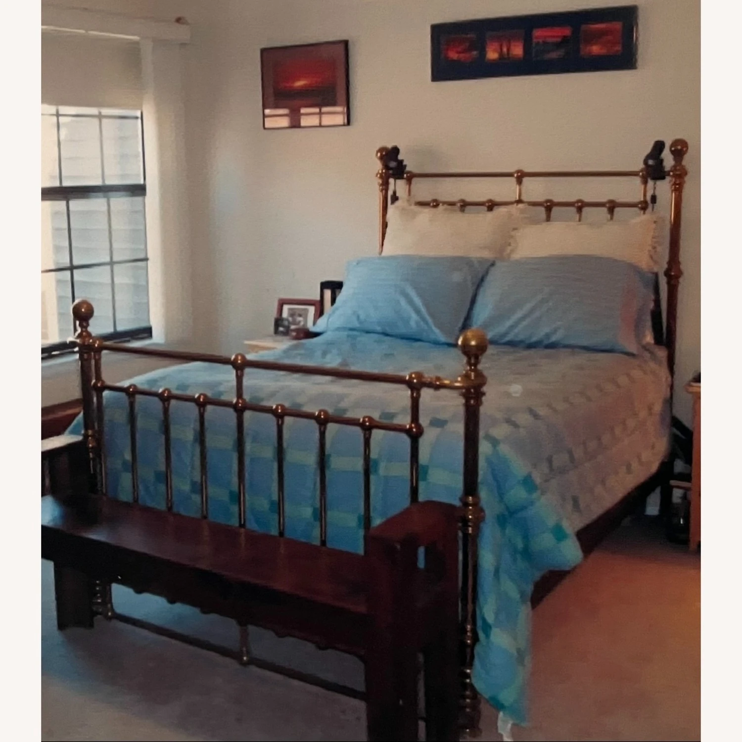 Vintage Antique Full Size Brass Bed Frame - Image 9