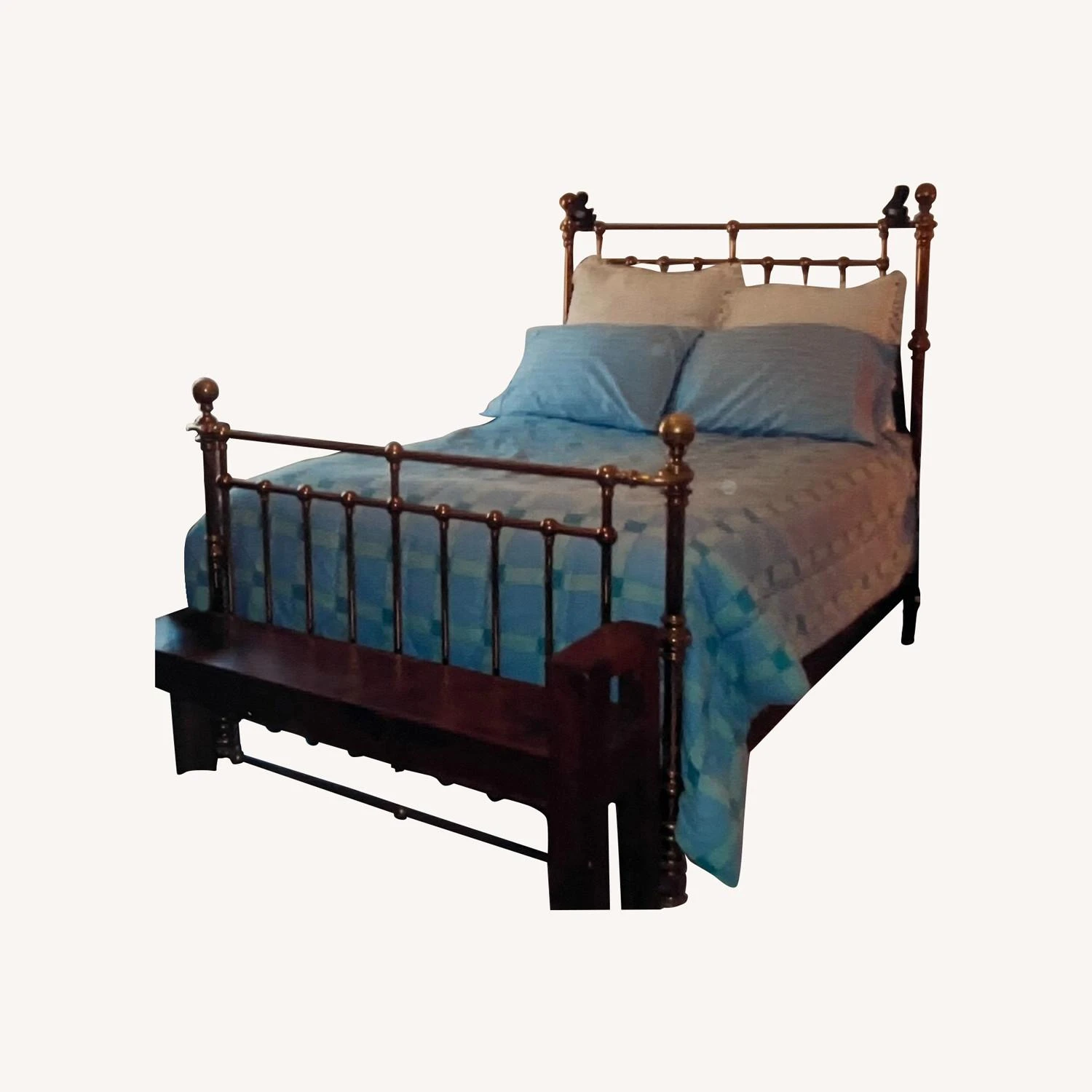 Vintage Antique Full Size Brass Bed Frame - Image 11