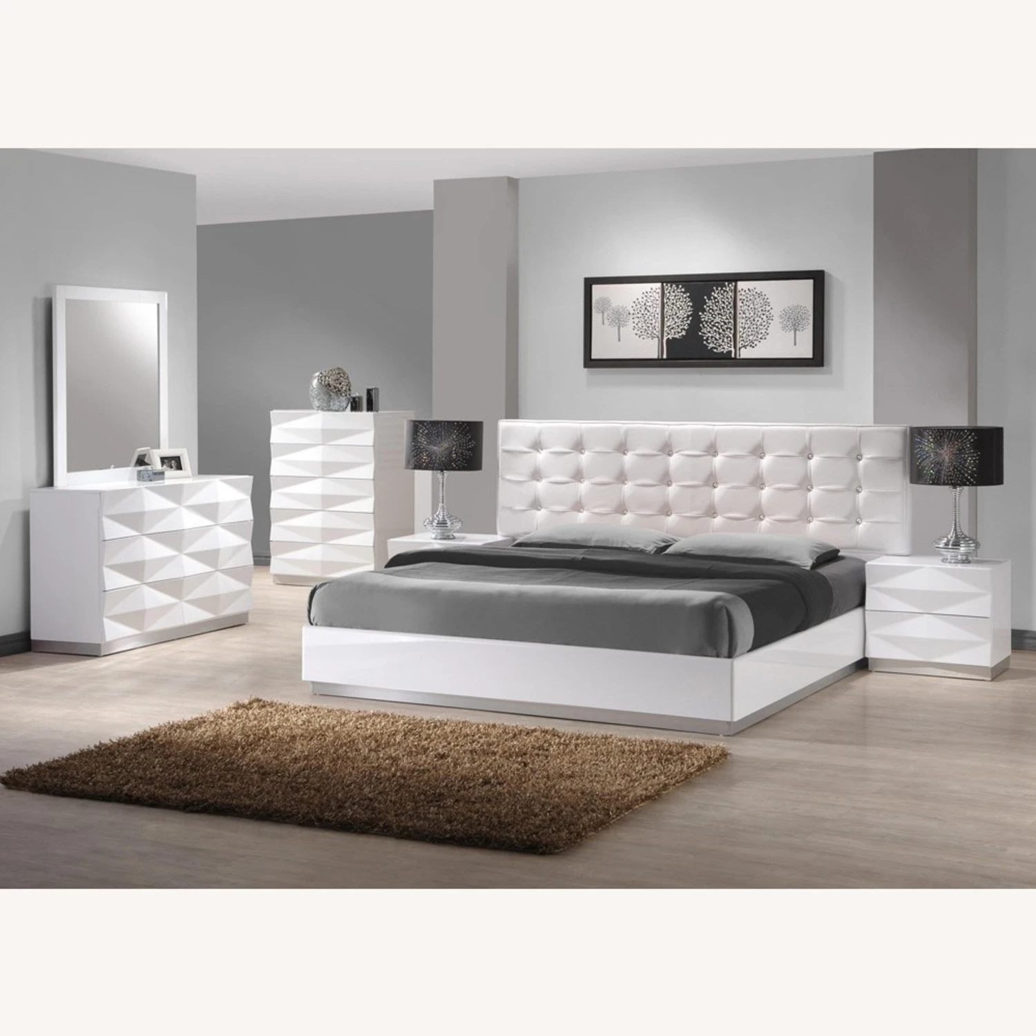 Other Full Platform Bed In White Lacquered Finish - Image 2