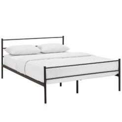 Other Full Platform Bed In Brown Steel Frame Finish