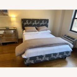Slate Zebra Upholstered Square Back Bed