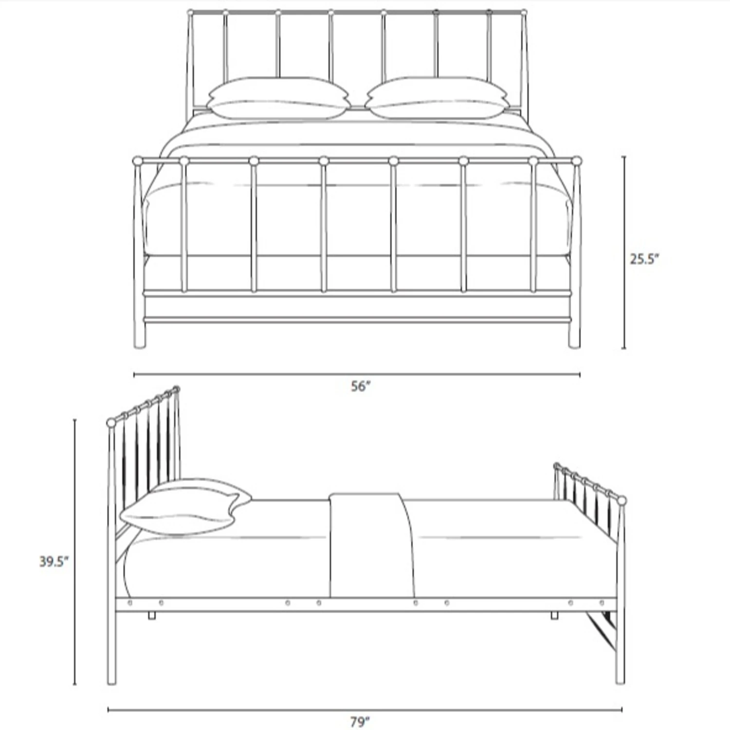 Other Full Bed In Gray Coated Steel Tapered Frame Finish - Image 2