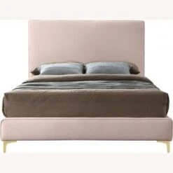 Other Full Bed In Pink Velvet W/ Piping Design